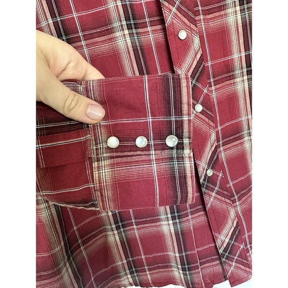 Vtg Wrangler Shirt Western Pearl Snap Sz L Plaid Sawtooth Cowboy Rodeo R…​ - Picture 3 of 6